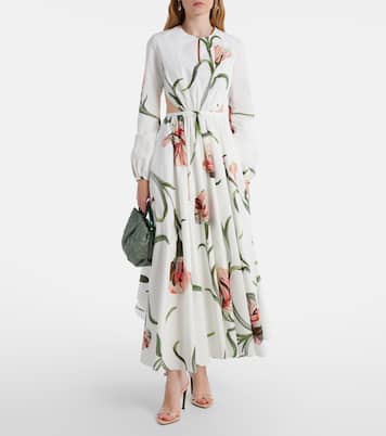 Abito lungo Macro Carnation in popeline | Giambattista Valli