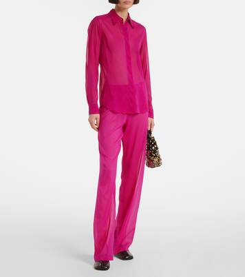 Weite High-Rise-Hose aus einem Seidengemisch | Dries Van Noten