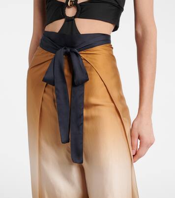 Pantalon ample raccourci imprimé en satin | Max Mara