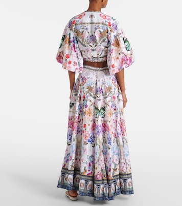 Floral linen crop top | Camilla