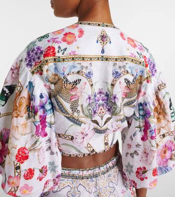 Floral linen crop top | Camilla