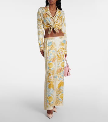 Underwater Barocco silk palazzo pants | Versace