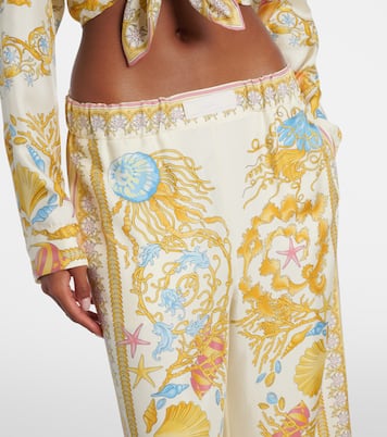 Underwater Barocco silk palazzo pants | Versace