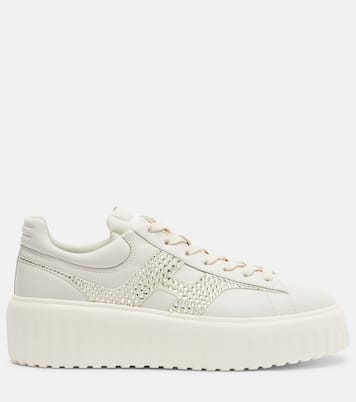 H-Stripes embellished leather sneakers | Hogan