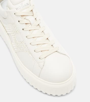 H-Stripes embellished leather sneakers | Hogan