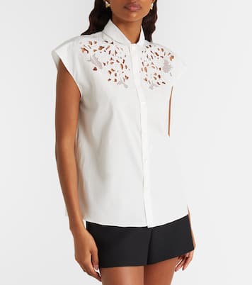 Guipure lace-trimmed cotton poplin shirt | Valentino