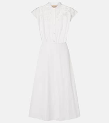 Robe midi en coton ornée de guipure  | Valentino