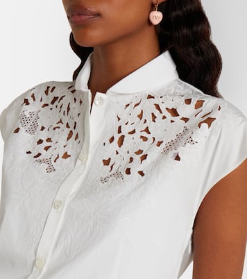 Robe midi en coton ornée de guipure  | Valentino