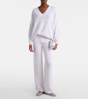 Chevron cotton-blend wide-leg pants | Missoni