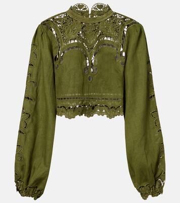 花卉蕾丝边饰亚麻女式上衣 | Farm Rio