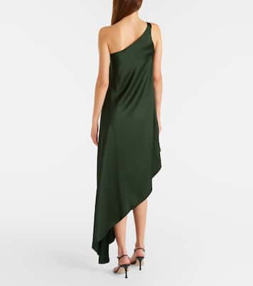Asymmetric one-shoulder satin cocktail dress | Norma Kamali