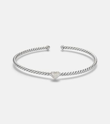 Cable Flex® Heart Micro sterling silver cuff bracelet with diamonds | David Yurman