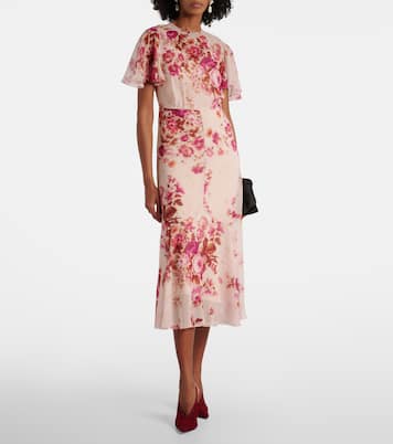 Abito midi in seta con stampa floreale | Erdem