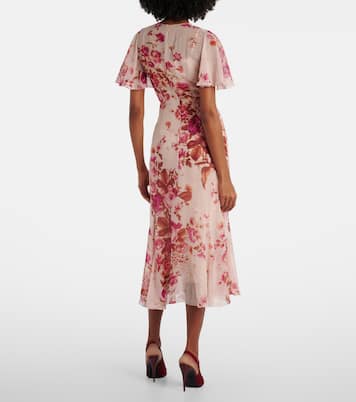 Abito midi in seta con stampa floreale | Erdem