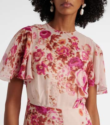 Abito midi in seta con stampa floreale | Erdem