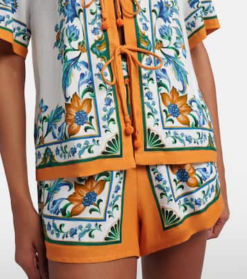 Flora Tile floral linen-blend shirt | Farm Rio