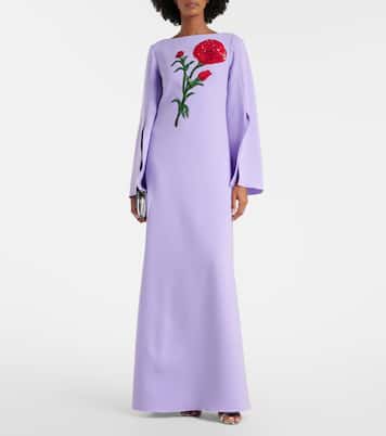 Abito lungo in crêpe con paillettes | Carolina Herrera