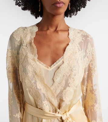 Como lace-trimmed draped silk midi dress | Zimmermann