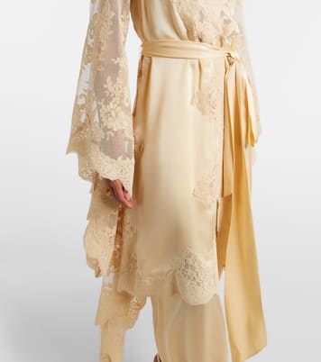 Como lace-trimmed draped silk midi dress | Zimmermann