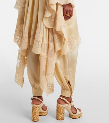 Como lace-trimmed draped silk midi dress | Zimmermann