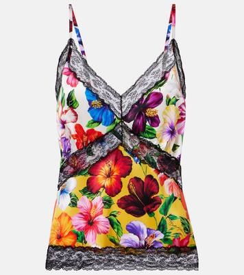 Floral lace-trimmed silk-blend camisole | Dolce&Gabbana
