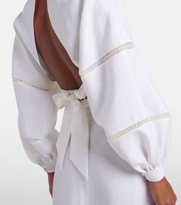 Lace-trimmed open-back linen blouse | Valentino