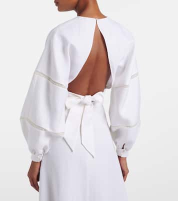 Lace-trimmed open-back linen blouse | Valentino