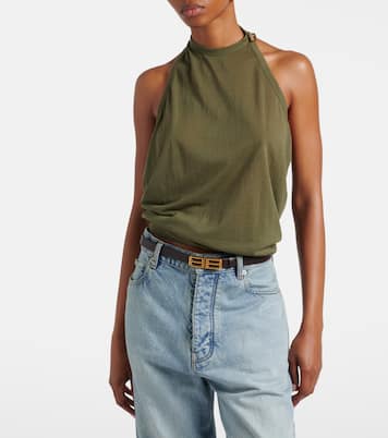 Draped cotton-blend top | Balenciaga