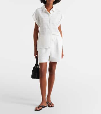 Boston checked linen and cotton shorts | Asceno