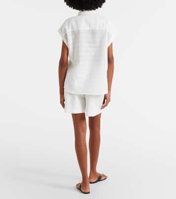 Boston checked linen and cotton shorts | Asceno