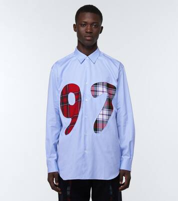 Checked cotton poplin shirt in blue - Comme Des Garcons Shirt