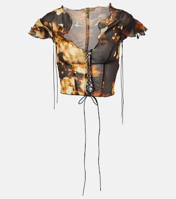 Cutout silk-blend top | KNWLS