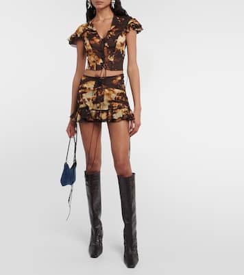 Cutout silk-blend top | KNWLS