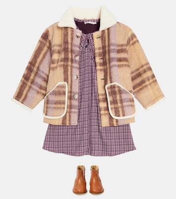 Teddy-trimmed checked coat | Paade Mode