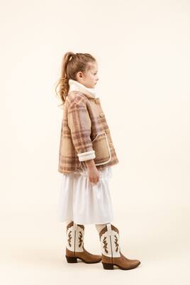 Teddy-trimmed checked coat | Paade Mode