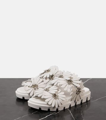 سلايدز من الجلد السويدي والجلد Flora Cool | Christian Louboutin