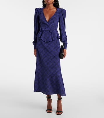 Robe midi en soie à carreaux | Alessandra Rich