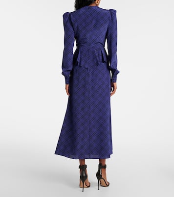 Robe midi en soie à carreaux | Alessandra Rich