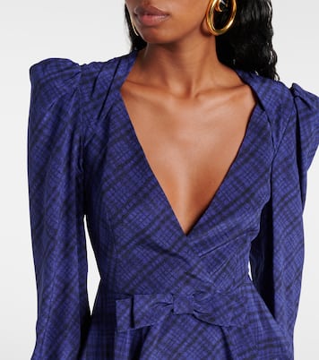 Robe midi en soie à carreaux | Alessandra Rich