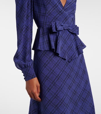 Robe midi en soie à carreaux | Alessandra Rich