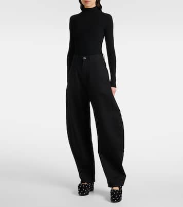 Crisscrossed studded suede ballet flats | Alaïa