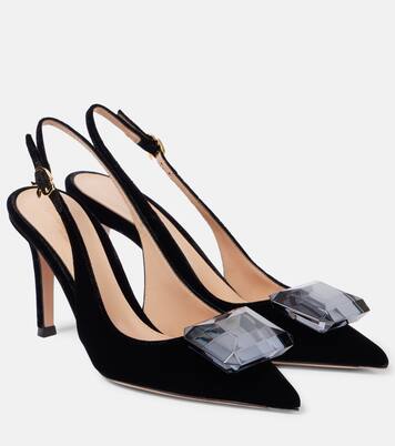 Jaipur 85 velvet slingback pumps | Gianvito Rossi