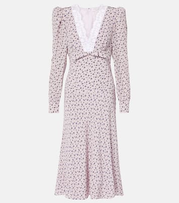 Bedrucktes Midikleid aus Seide mit Spitze | Alessandra Rich