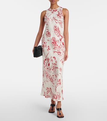 Robe longue imprimée en soie | Asceno