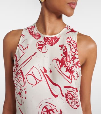 Robe longue imprimée en soie | Asceno