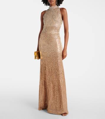 Robe longue Benue en soie à ornements | Jenny Packham