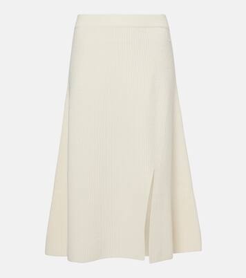 Ribbed-knit wool and cashmere midi skirt | Moncler