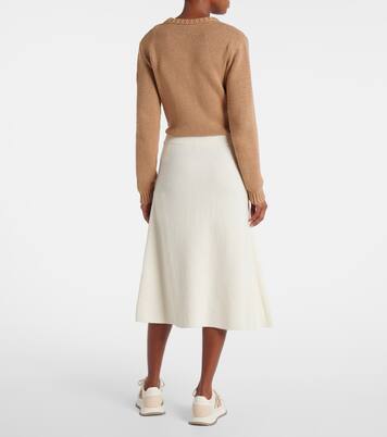 Ribbed-knit wool and cashmere midi skirt | Moncler