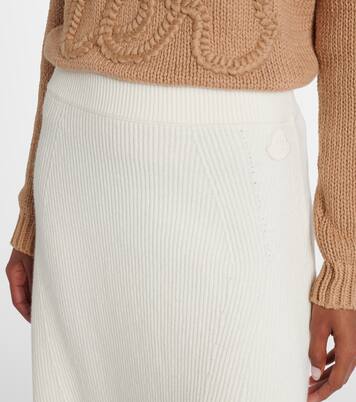 Ribbed-knit wool and cashmere midi skirt | Moncler