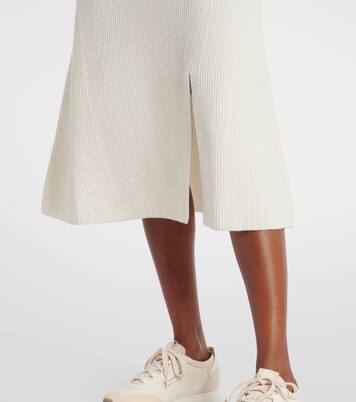 Ribbed-knit wool and cashmere midi skirt | Moncler